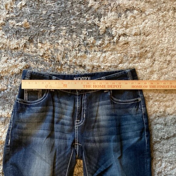 ROCK & ROLL Western Cowgirl Jeans Womens 36 Midrise Bootcut - Picture 4 of 8